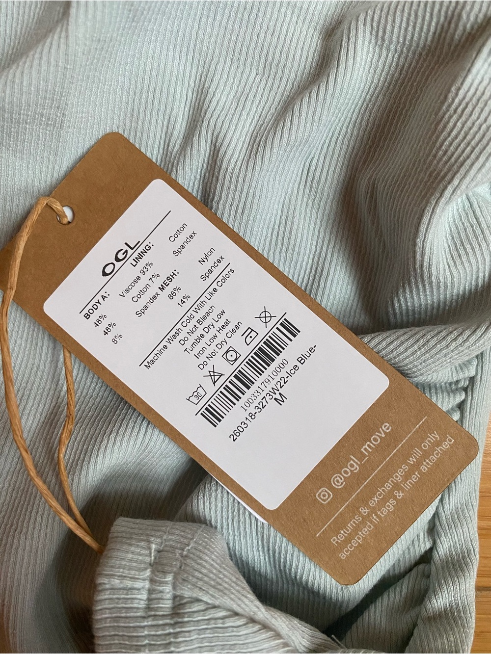 Square Neck Ruched Rib Bra Tank - Light Blue - Picture 4 of 4